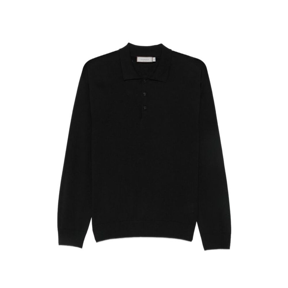 Canali Black Polo Shirts Men